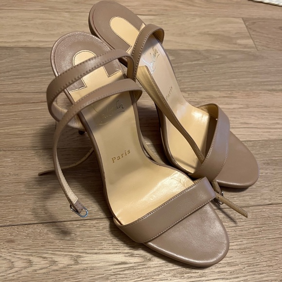 christian louboutin tan loubi queen heeled sandals size 41 - Picture 2 of 6